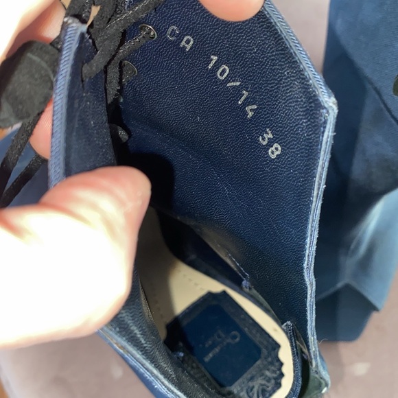 Christian Dior Navy lace up peep toe boots size 38 (7.5) - Picture 8 of 10